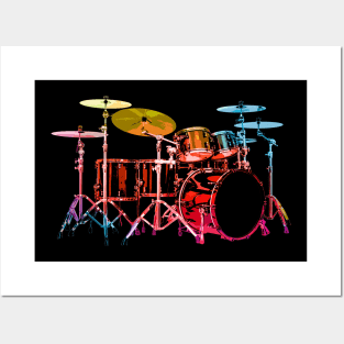 Drum Set (bold digital colors) Posters and Art